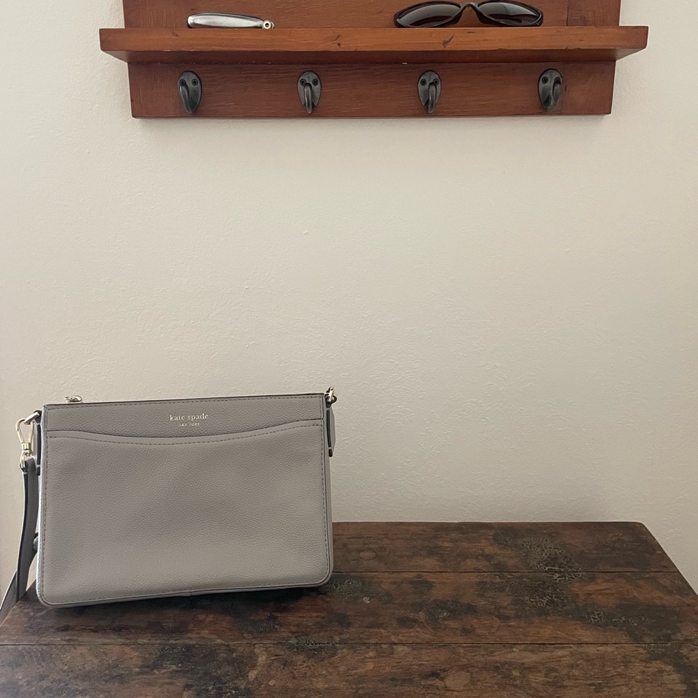 Kate Spade Pebbled Gray Leather Crossbody Purse